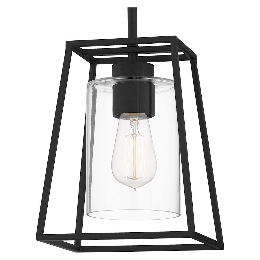 Prescott 1 Light Mini Pendant, Matte Black/Clear