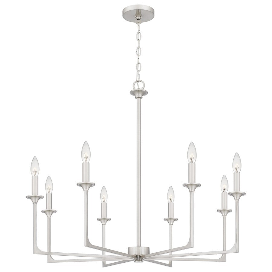 Quoizel Prescott 8 Light Chandelier, Brushed Nickel - PRC5032BN