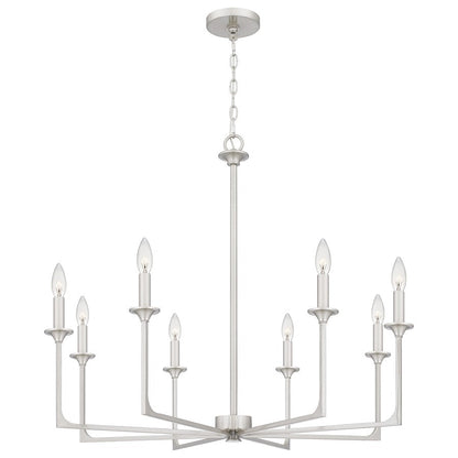 Quoizel Prescott 8 Light Chandelier, Brushed Nickel - PRC5032BN