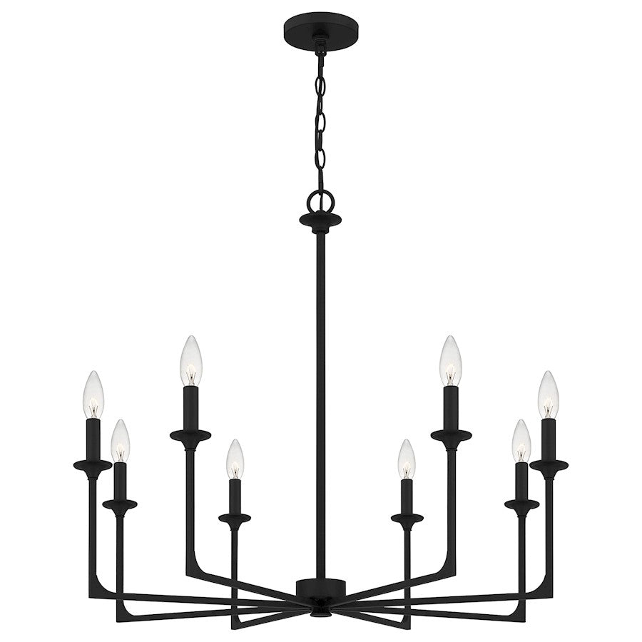 Quoizel Prescott 8 Light Chandelier, Matte Black - PRC5032MBK