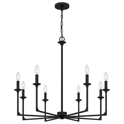 Quoizel Prescott 8 Light Chandelier, Matte Black - PRC5032MBK