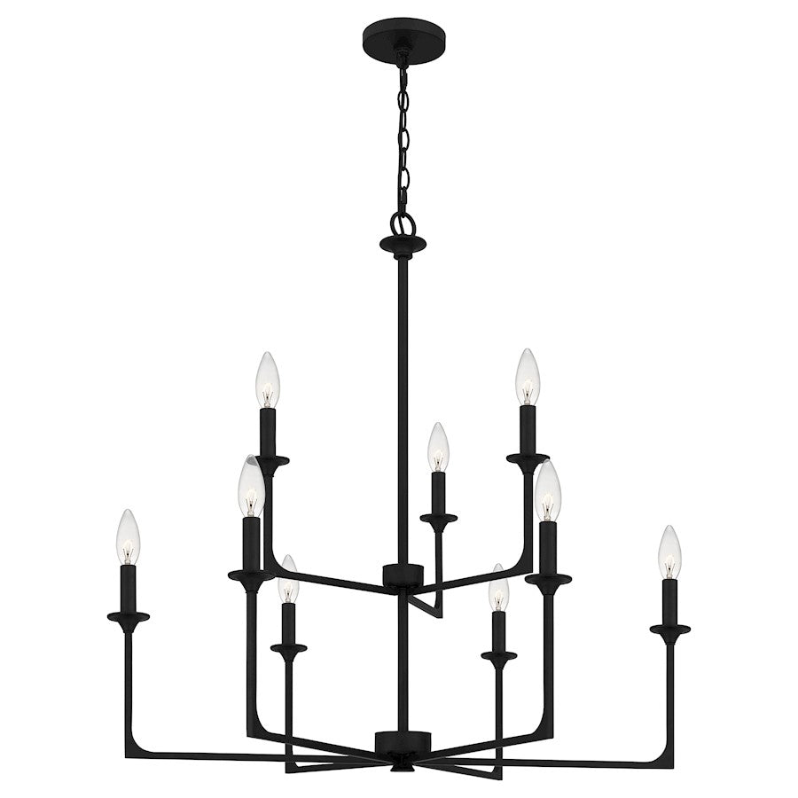 Quoizel Prescott 9 Light Chandelier, Matte Black - PRC5232MBK