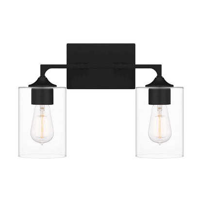 Quoizel Prescott 2 Light Bath Light, Matte Black/Clear - PRC8616MBK