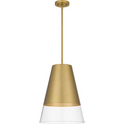 Quoizel Peregrine 1 Light Mini Pendant, Brushed Gold/Clear Glass - PRG1514BRG