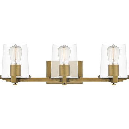 Quoizel Perry 3 Light Bath Vanity, Weathered Brass - PRY8624WS