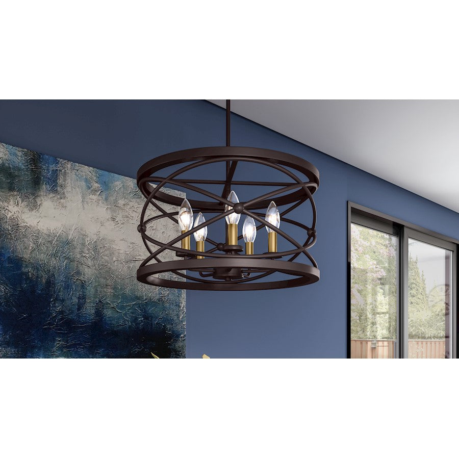 Quoizel Potts 5 Light Pendant, Palladian Bronze - PTT2819PN