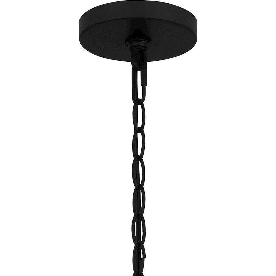 Priya 3 Light Pendant, Matte Black/Rattan Caning