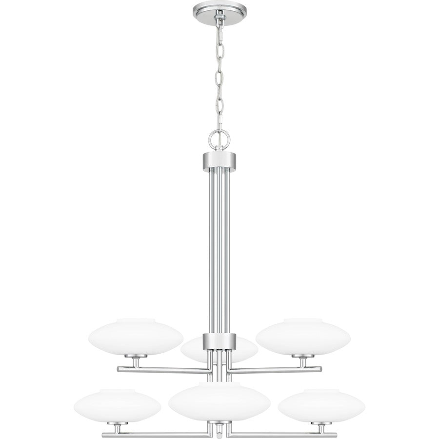 Quoizel Chenal 6 Light Chandelier, Polished Chrome/Opal Etched - QCH5577C