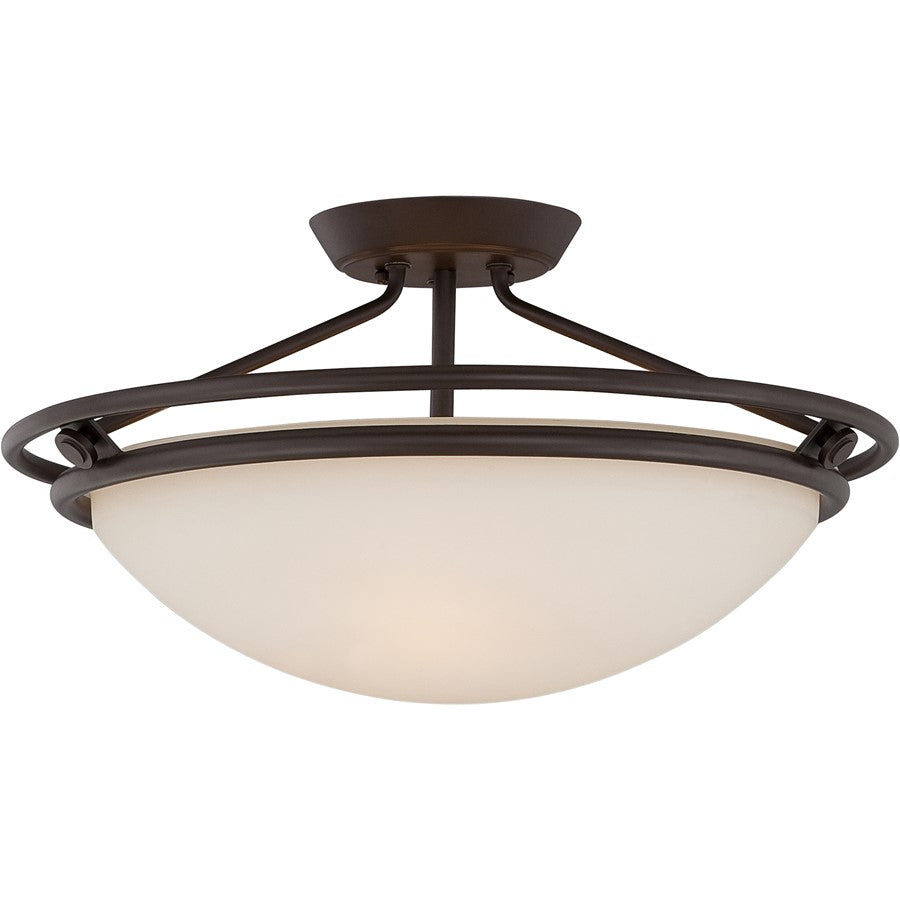 3 Light Fixture Semi-Flush Mount, Western Bronze