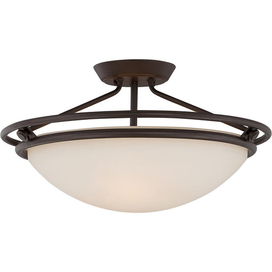 3 Light Fixture Semi-Flush Mount, Western Bronze