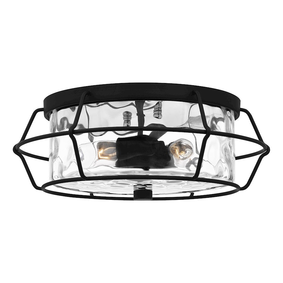 Quoizel Farragut 3 Light Semi-Flush Mount, Matte Black/Clear Water - QFL5338MBK