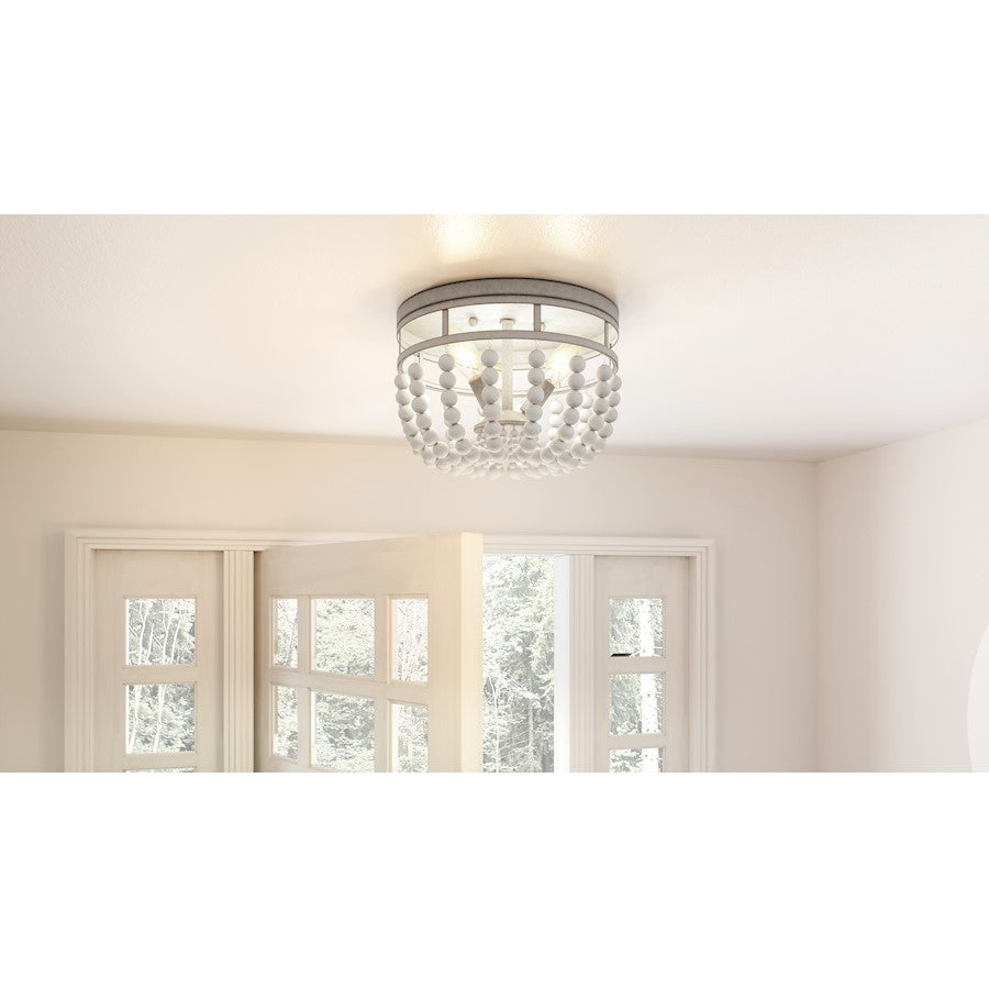 Quoizel Lewes 3 Light Flush Mount, Weathered White Maple - QFL5574WM