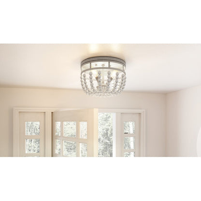 Lewes 3 Light Flush Mount, Weathered White Maple