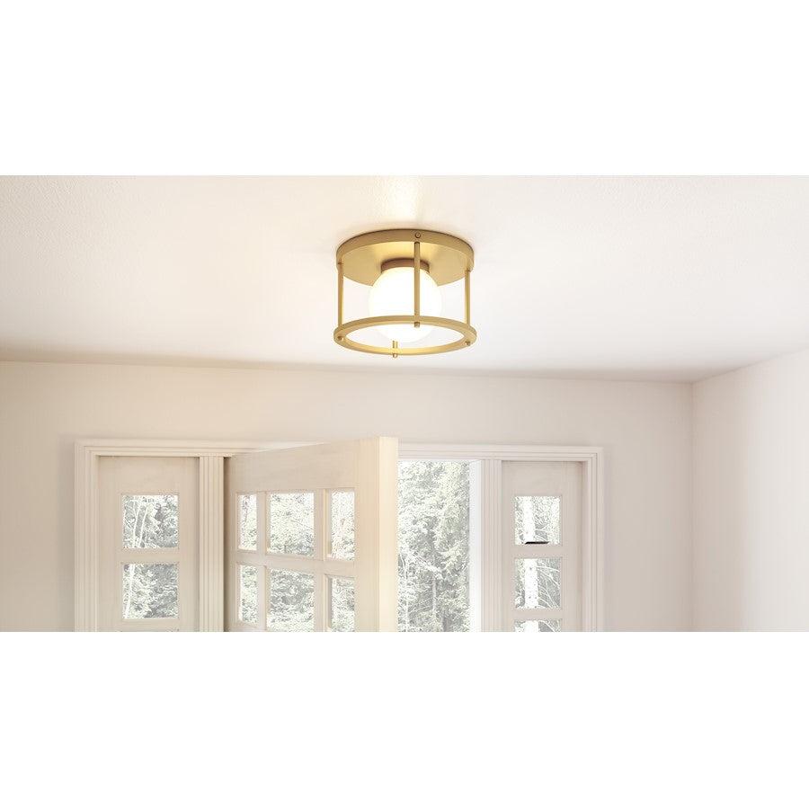 Quoizel Morehouse 1 Light Flush Mount, Matte Black/Opal Etched - QFL5586MBK