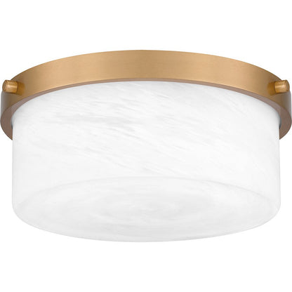 Levine 2 Light Flush Mount, Aged Brass/Alabaster