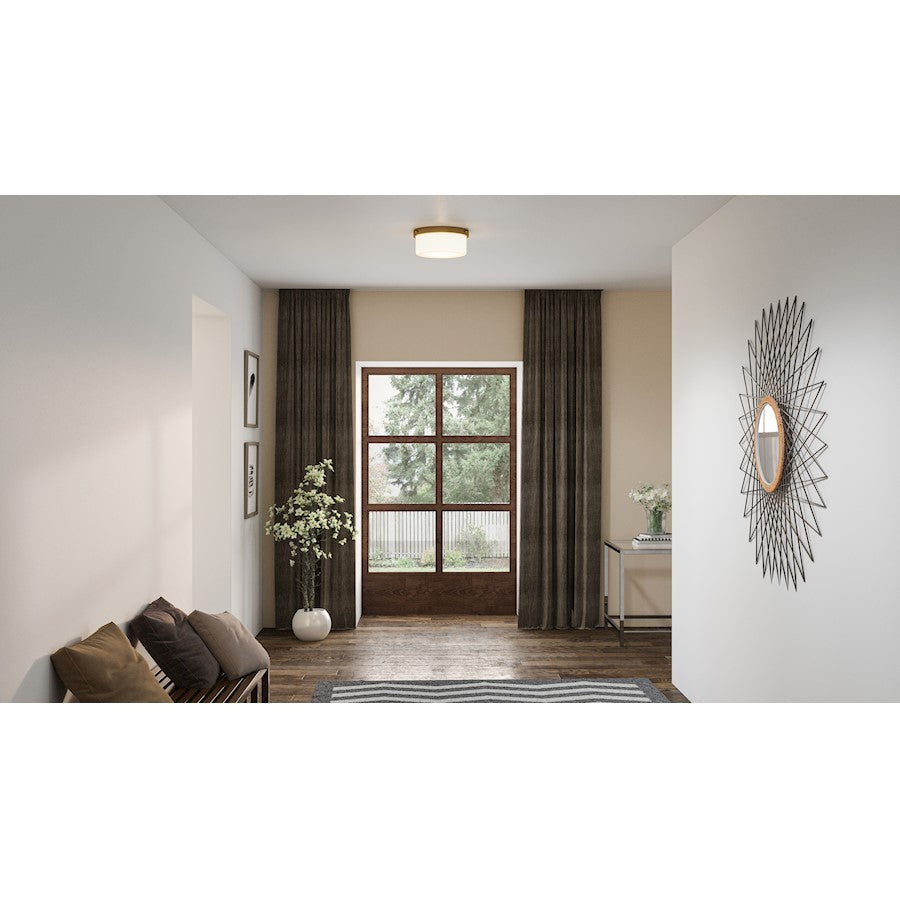 Levine 2 Light Flush Mount, Aged Brass/Alabaster