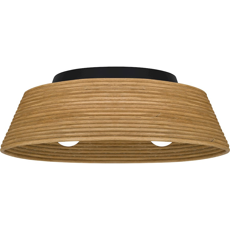 Quoizel 3 Light Flush Mount, Matte Black/Bamboo - QFL6167MBK