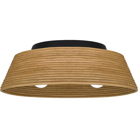 Quoizel 3 Light Flush Mount, Matte Black/Bamboo - QFL6167MBK