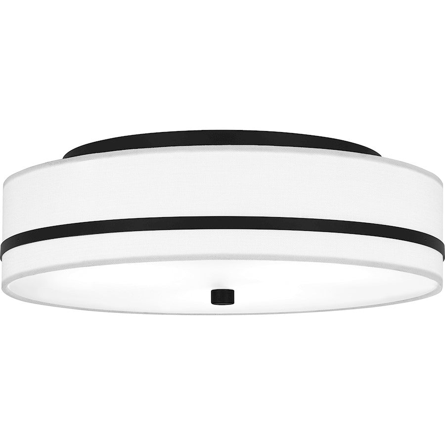 Quoizel 3 Light Flush Mount, Matte Black/Off White - QFL6180MBK