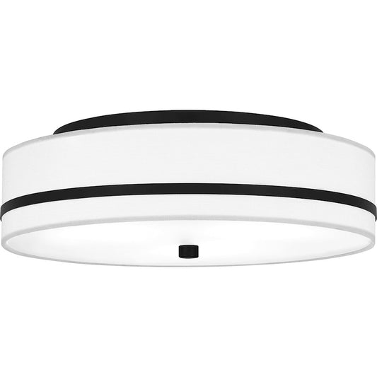 Quoizel 3 Light Flush Mount, Matte Black/Off White - QFL6180MBK