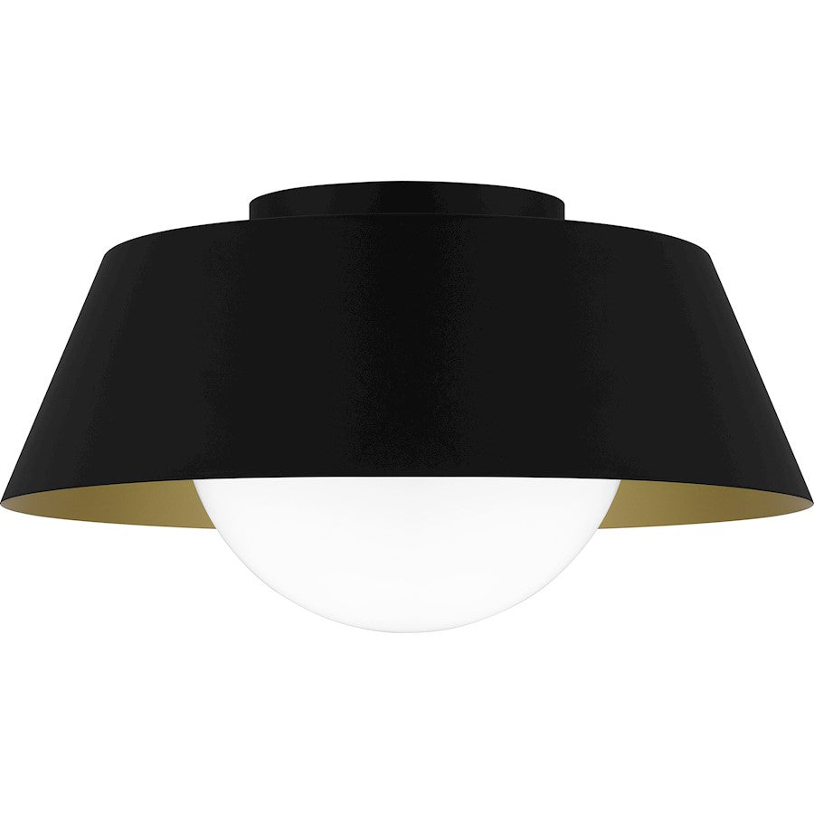 Damascus 1 Light Flush Mount, Matte Black/Opal /Clear