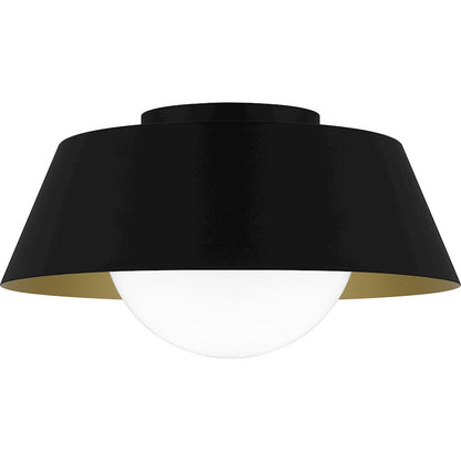 Damascus 1 Light Flush Mount, Matte Black/Opal /Clear