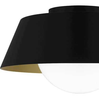 Damascus 1 Light Flush Mount, Matte Black/Opal /Clear