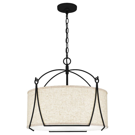 Adeline 4 Light Pendant, Earth Black/Ivory Fabric Shade