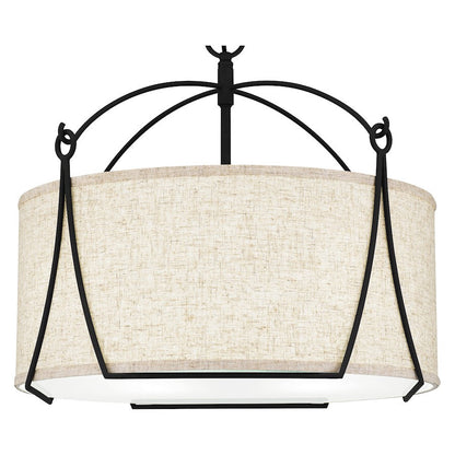 Adeline 4 Light Pendant, Earth Black/Ivory Fabric Shade