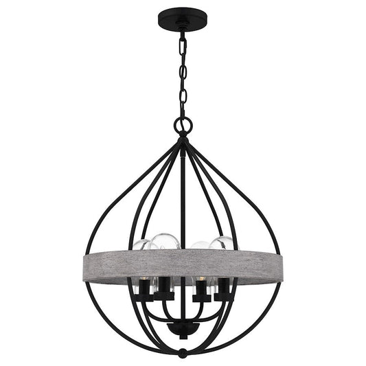 Tansy 4 Light Pendant, Matte Black/Clear