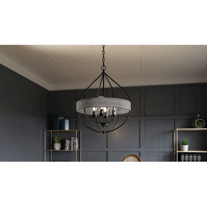 Tansy 4 Light Pendant, Matte Black/Clear