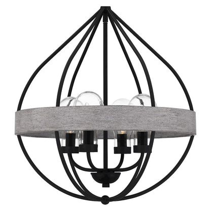 Tansy 4 Light Pendant, Matte Black/Clear