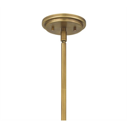 York 4 Light Pendant, Weathered Brass/Light Beige