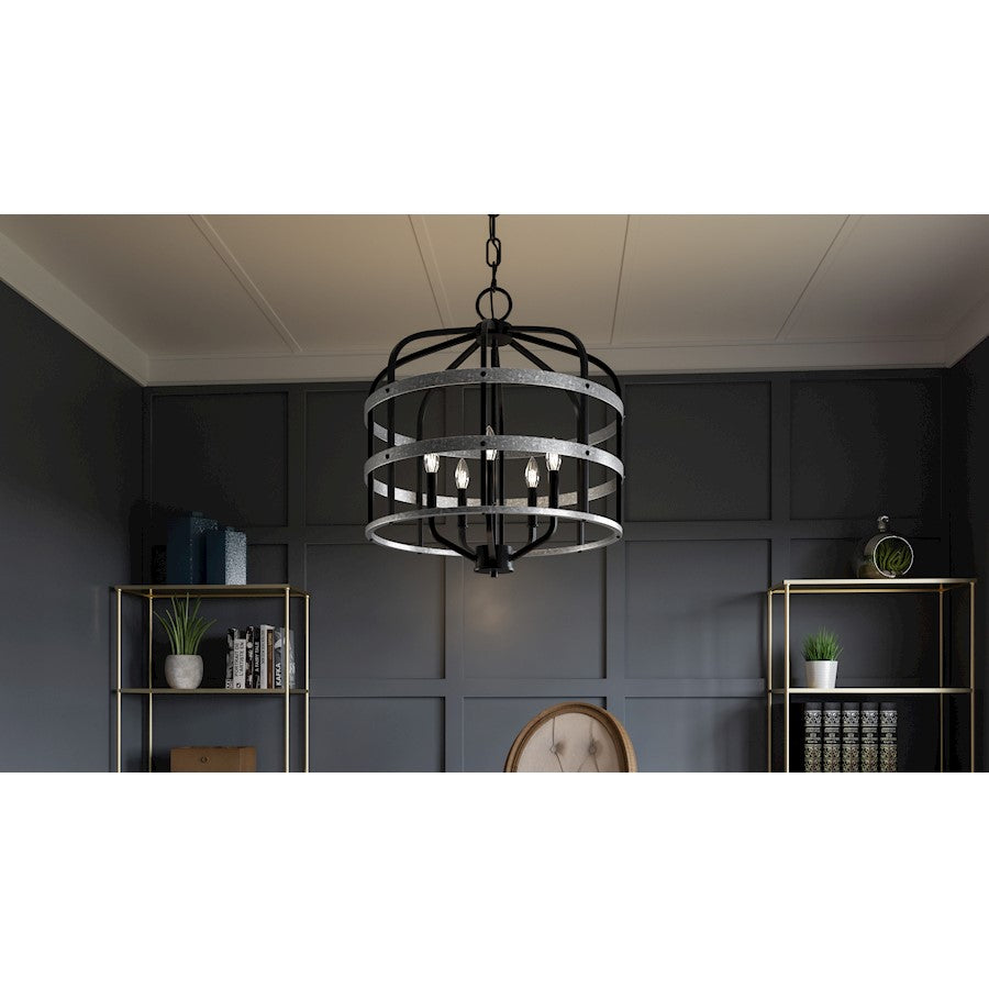 Avignon 5 Light Pendant, Matte Black