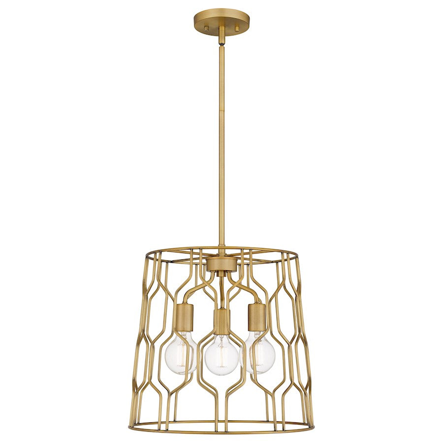 Rellie 3 Light Pendant, Aged Brass