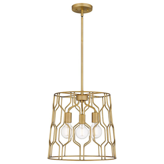 Rellie 3 Light Pendant, Aged Brass