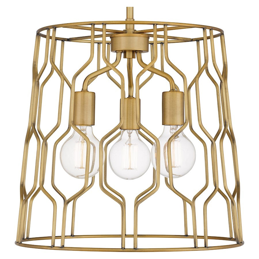 Rellie 3 Light Pendant, Aged Brass