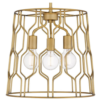 Rellie 3 Light Pendant, Aged Brass