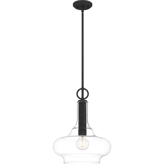 Beachmont 1 Light Pendant, Mottled Black/Clear