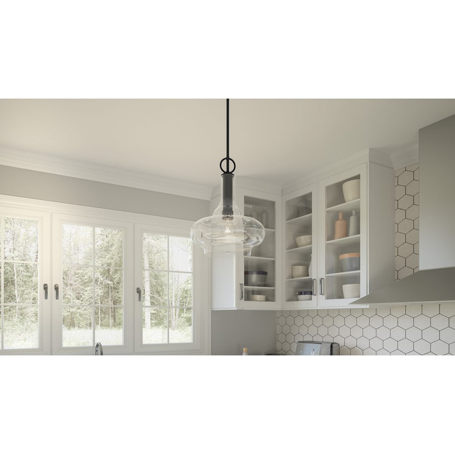 Beachmont 1 Light Pendant, Mottled Black/Clear