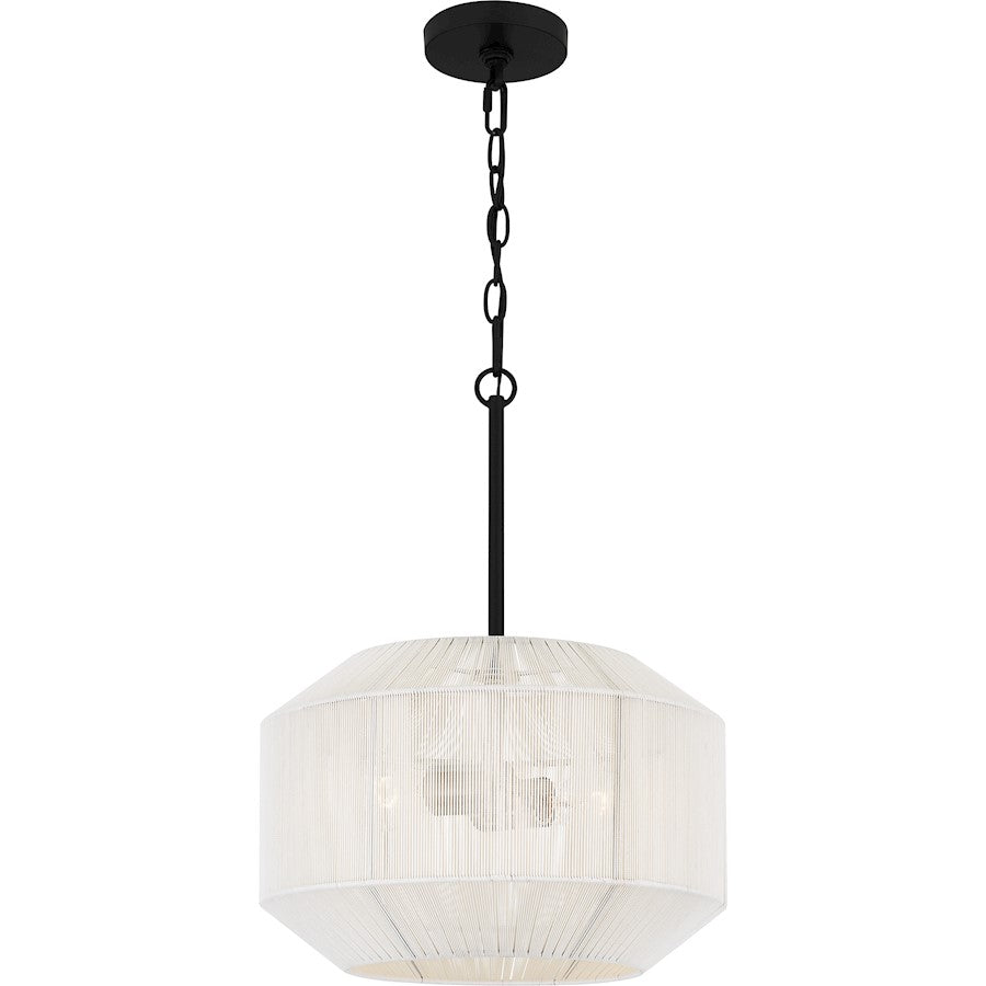 Newfoundland 2 Light Pendant, Matte Black/Rope