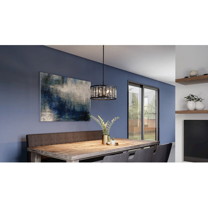 Bankston 4 Light Pendant, Matte Black/Mercury