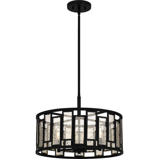 Bankston 4 Light Pendant, Matte Black/Mercury