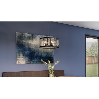 Bankston 4 Light Pendant, Matte Black/Mercury