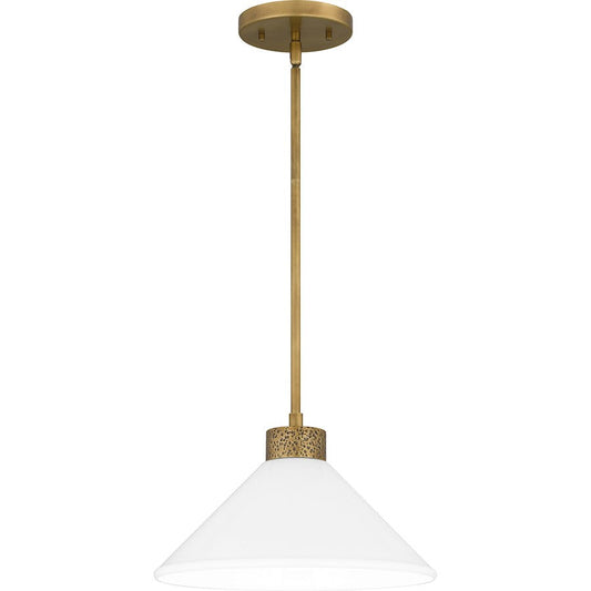 Ira 1 Light Pendant, Weathered Brass/Opal