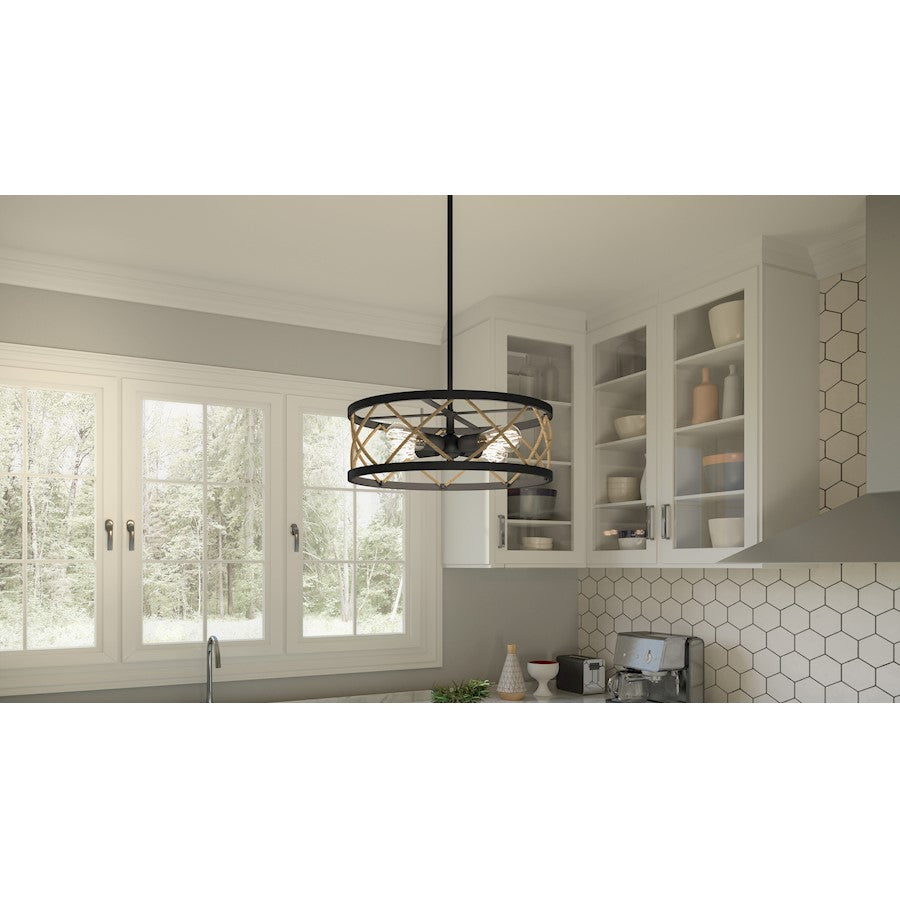 Cedar Park 4 Light Pendant, Matte Black