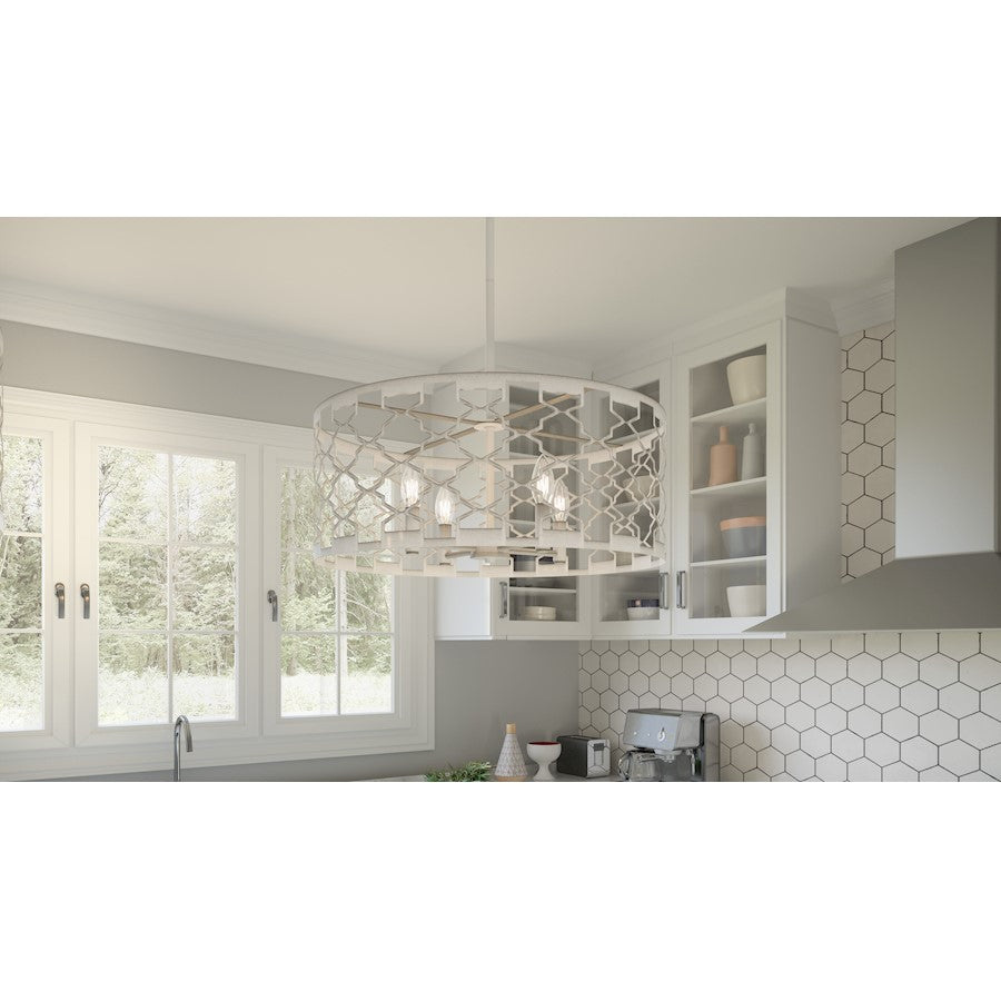 Dalia 4 Light Pendant, Antique White/Metal