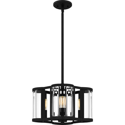 Quoizel Renee 4 Light Pendant, Matte Black/Clear Crystal Glass - QP6193MBK