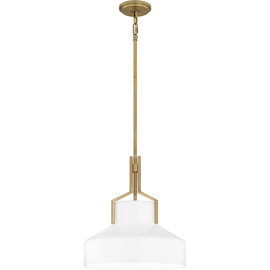 Brecken 2 Light Pendant, Aged Brass/Opal Glass