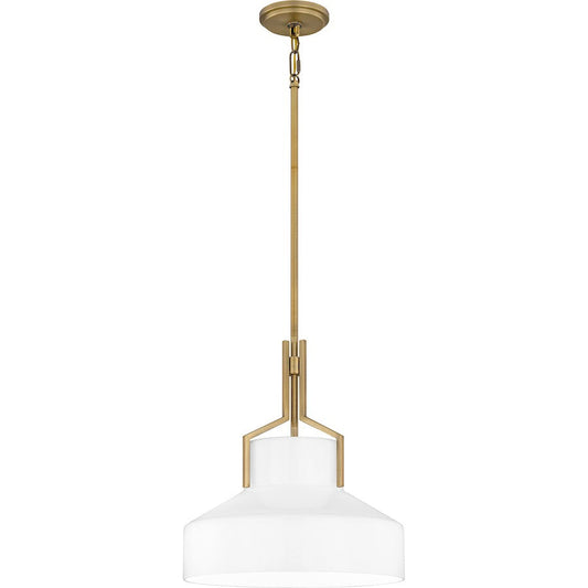 Brecken 2 Light Pendant, Aged Brass/Opal Glass